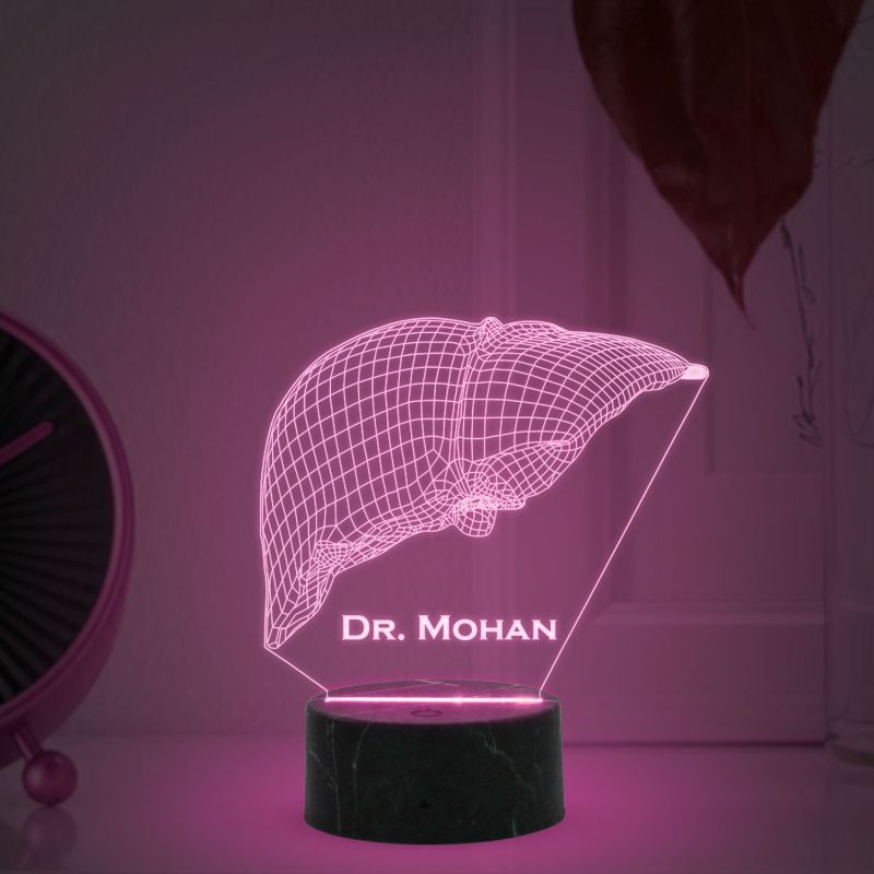 Personalized Led Lamp 3D Illusion Liver Night Light Gift for Hepatologists Doctor